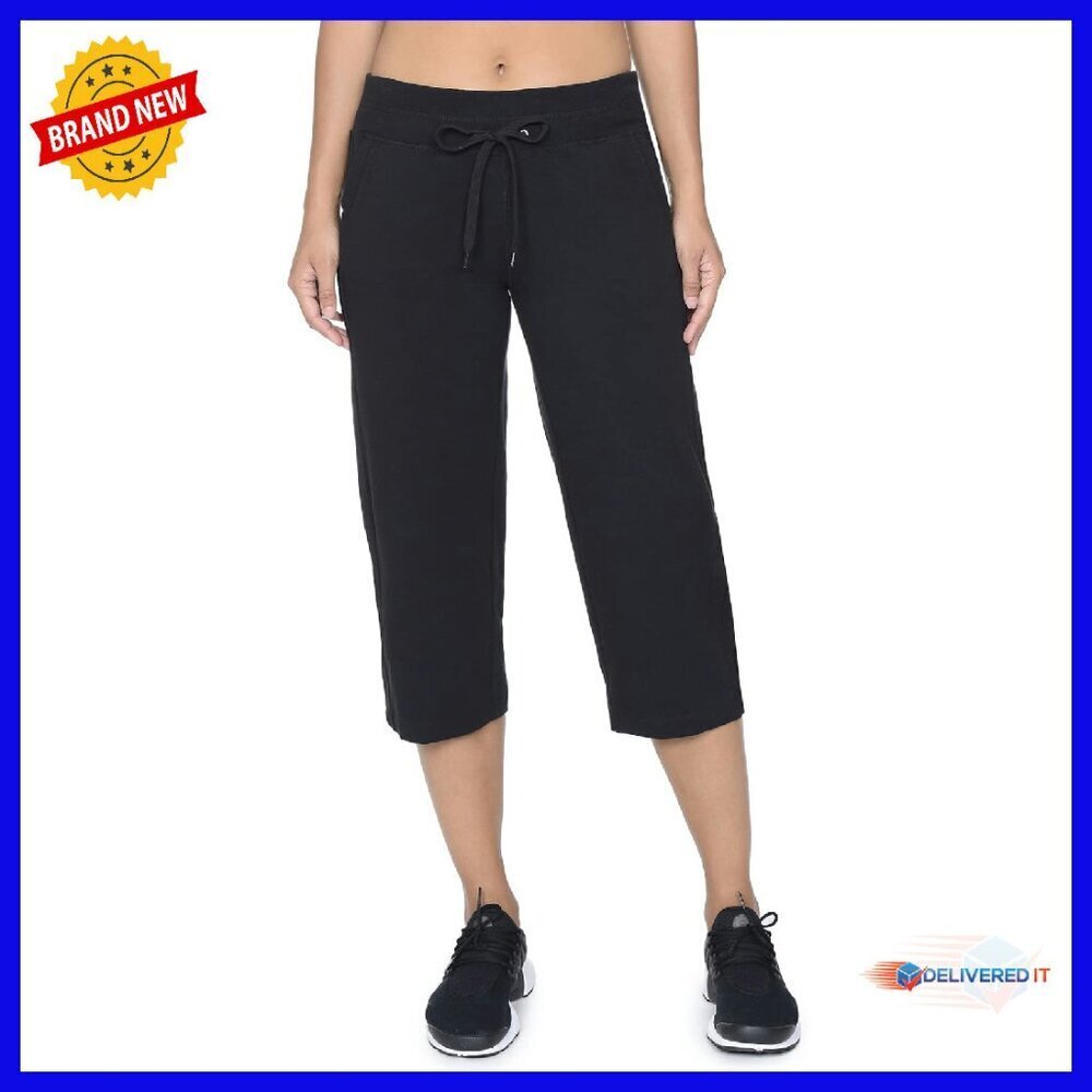 Cotton Spandex High Rise Crop Pants with Drawcord for Yoga & Workouts